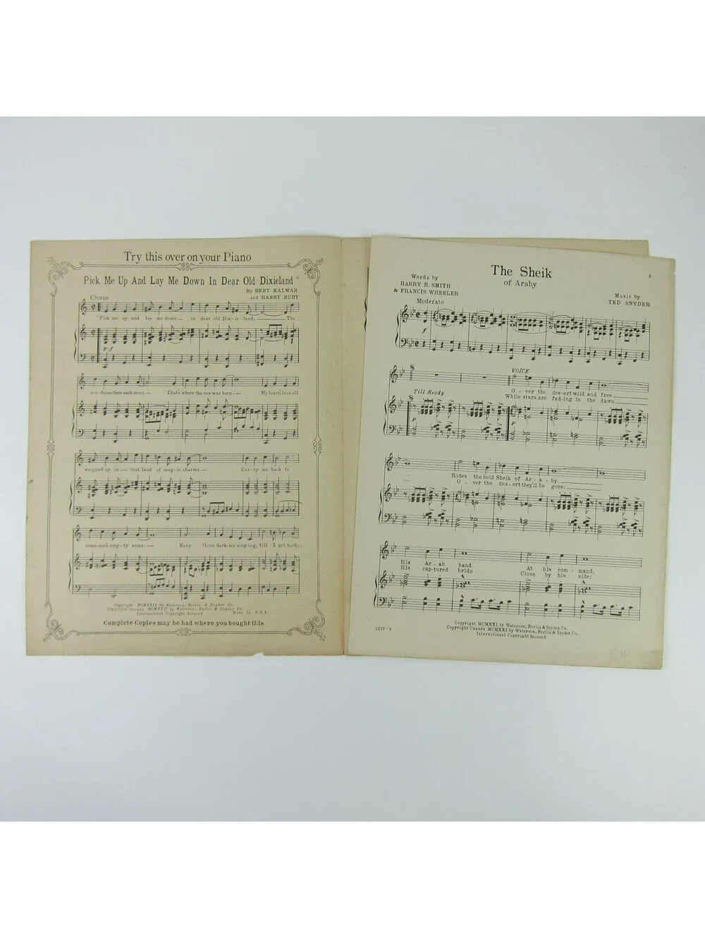 Sheet Music The Sheik Of Araby Eddie Cantor Cover Make It Snappy Antique 1921
